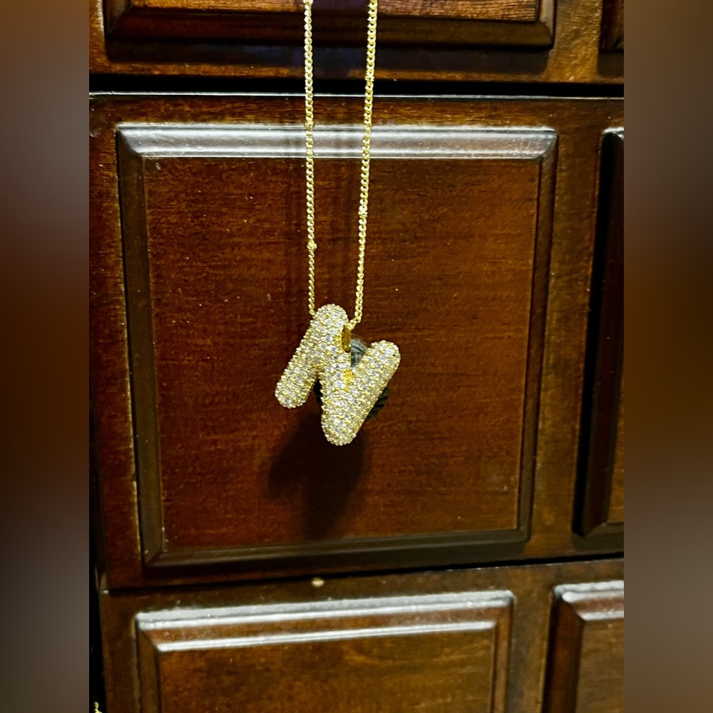 Elegant Gold and Silver Necklace “N” or “Z” Pendant - Initials